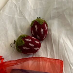 Strawberry Felt Earrings NEW
